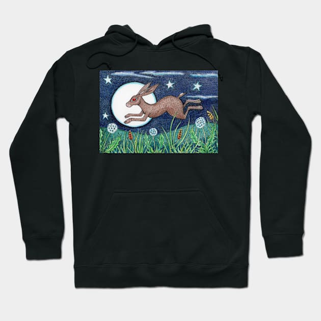 Hare Running in Colour Hoodie by Keenart